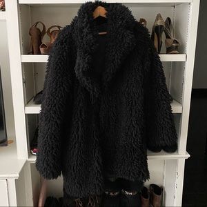 Black Faux Fur Teddy Coat